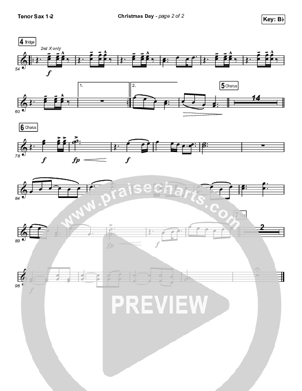 Christmas Day (Choral Anthem SATB) Tenor Sax 1/2 (Chris Tomlin / Arr. Luke Gambill)