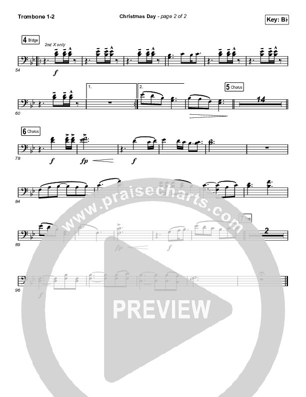 Christmas Day (Choral Anthem SATB) Trombone 1/2 (Chris Tomlin / Arr. Luke Gambill)