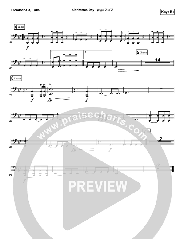 Christmas Day (Choral Anthem SATB) Trombone 3/Tuba (Chris Tomlin / Arr. Luke Gambill)