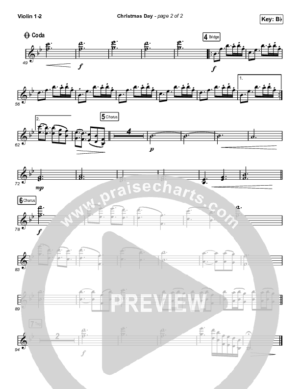 Christmas Day (Choral Anthem SATB) Violin 1/2 (Chris Tomlin / Arr. Luke Gambill)