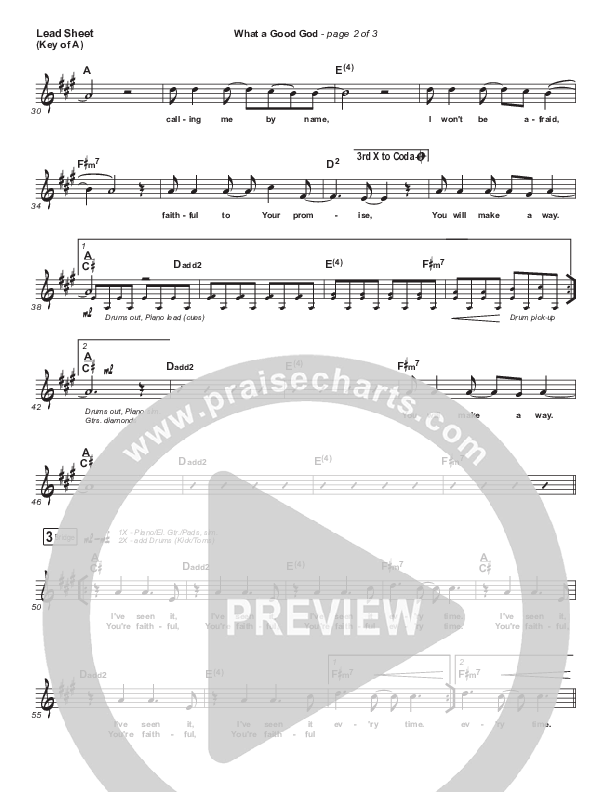 What A Good God Lead Sheet (Melody) (Paul Baloche)