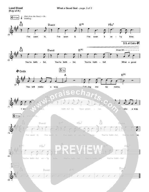 What A Good God Lead Sheet (Melody) (Paul Baloche)