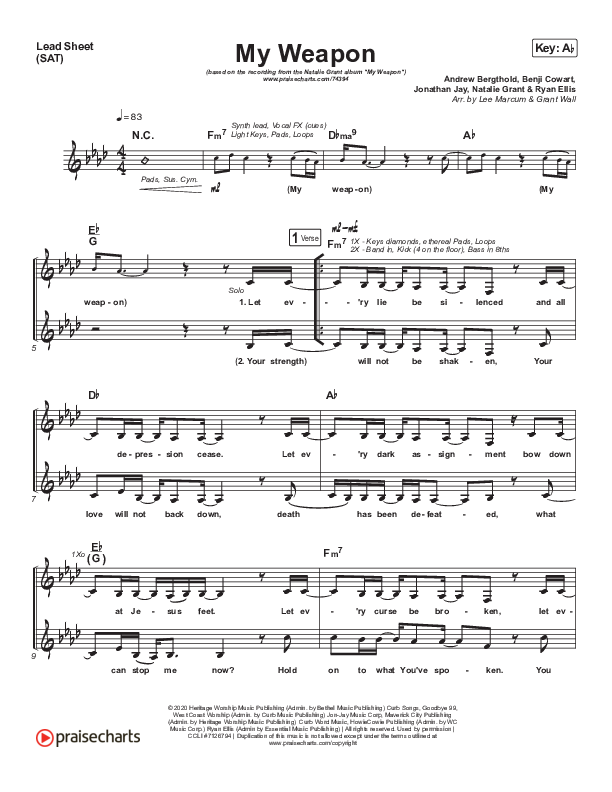My Weapon Lead Sheet (SAT) (Natalie Grant)