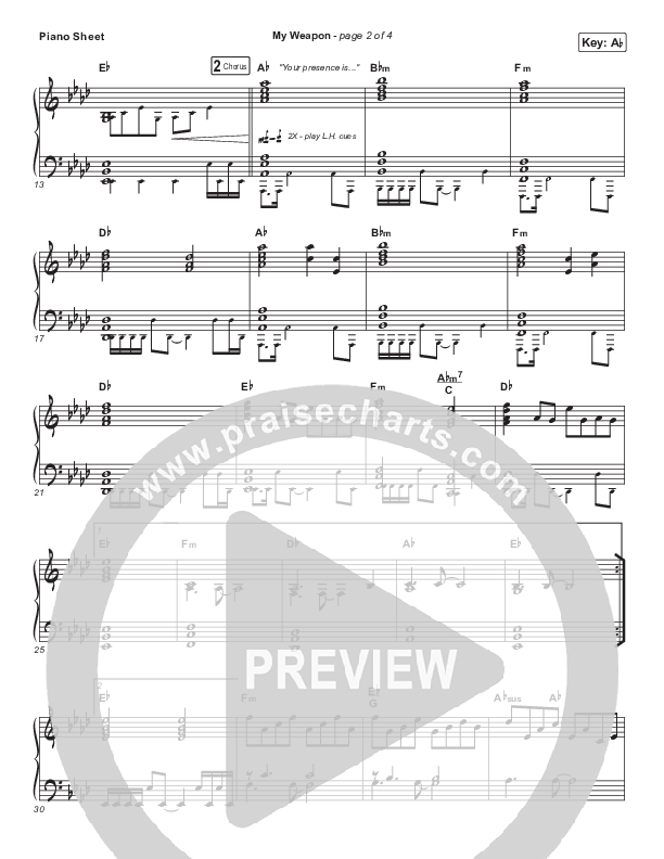 My Weapon Piano Sheet (Natalie Grant)