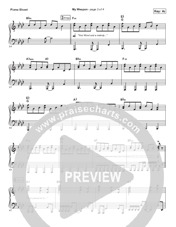 My Weapon Piano Sheet (Natalie Grant)