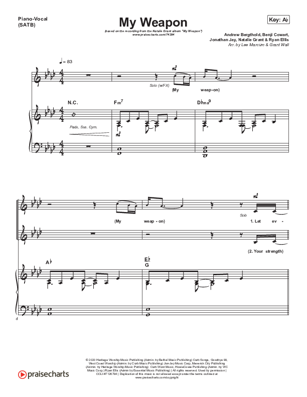 My Weapon Piano/Vocal (SATB) (Natalie Grant)