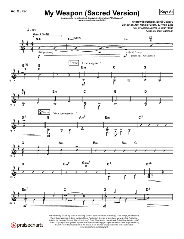 My Weapon (Sacred) Acoustic Guitar (Natalie Grant)