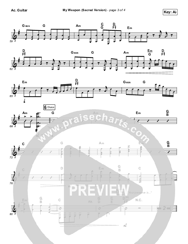 My Weapon (Sacred) Acoustic Guitar (Natalie Grant)