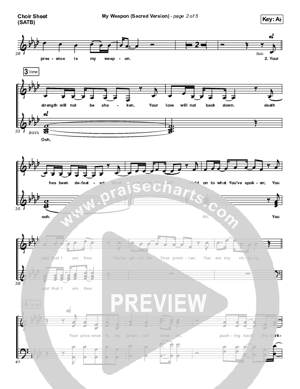 My Weapon (Sacred) Choir Sheet (SATB) (Natalie Grant)