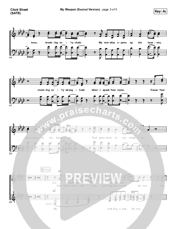 My Weapon (Sacred) Choir Sheet (SATB) (Natalie Grant)