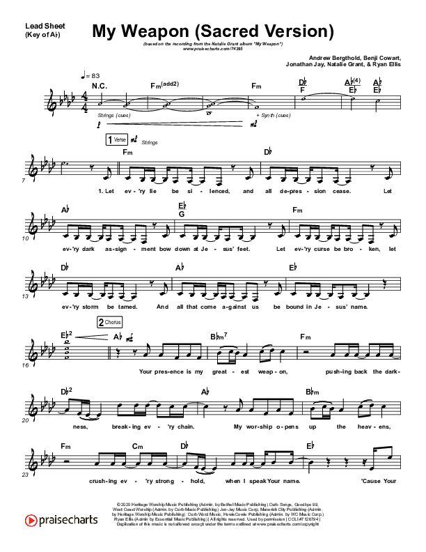 My Weapon (Sacred) Lead Sheet (Melody) (Natalie Grant)