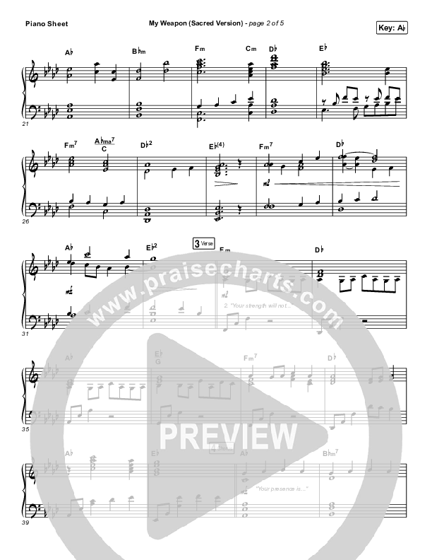 My Weapon (Sacred) Piano Sheet (Natalie Grant)