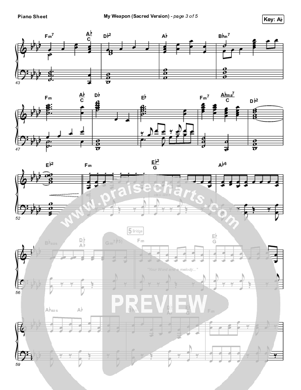 My Weapon (Sacred) Piano Sheet (Natalie Grant)