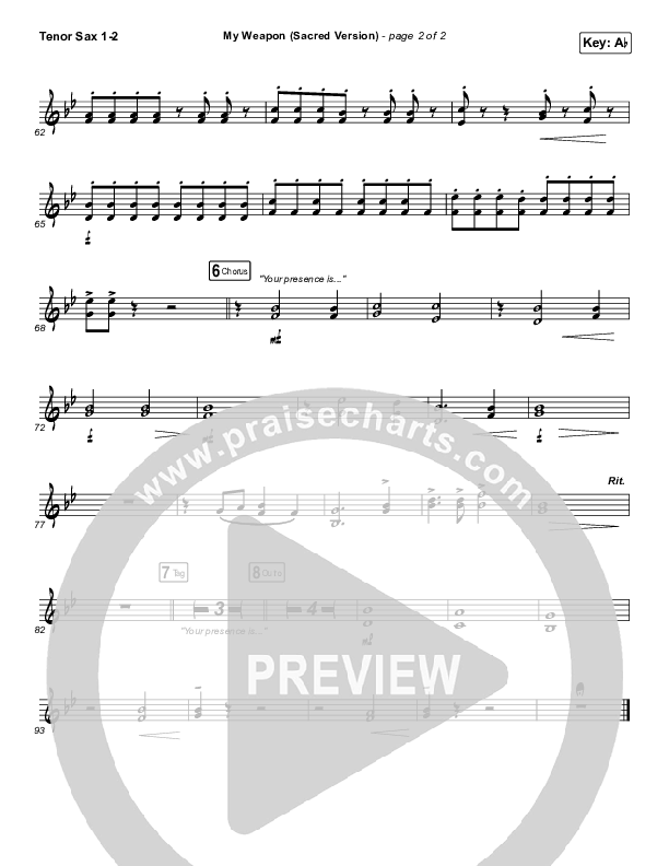 My Weapon (Sacred) Tenor Sax 1/2 (Natalie Grant)