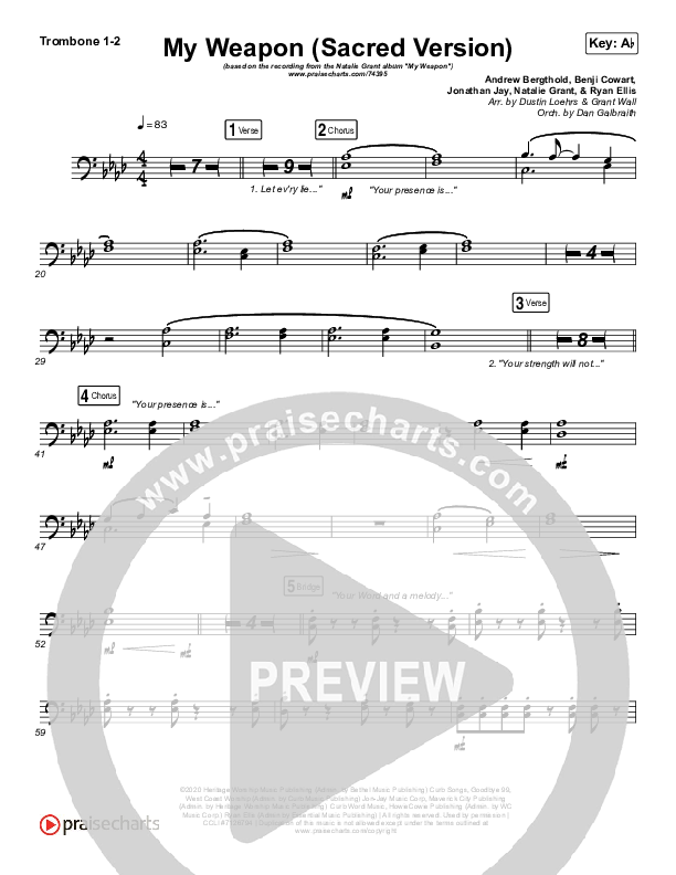 My Weapon (Sacred) Trombone 1/2 (Natalie Grant)