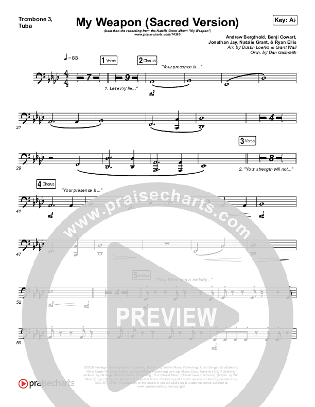 My Weapon (Sacred) Trombone 3/Tuba (Natalie Grant)