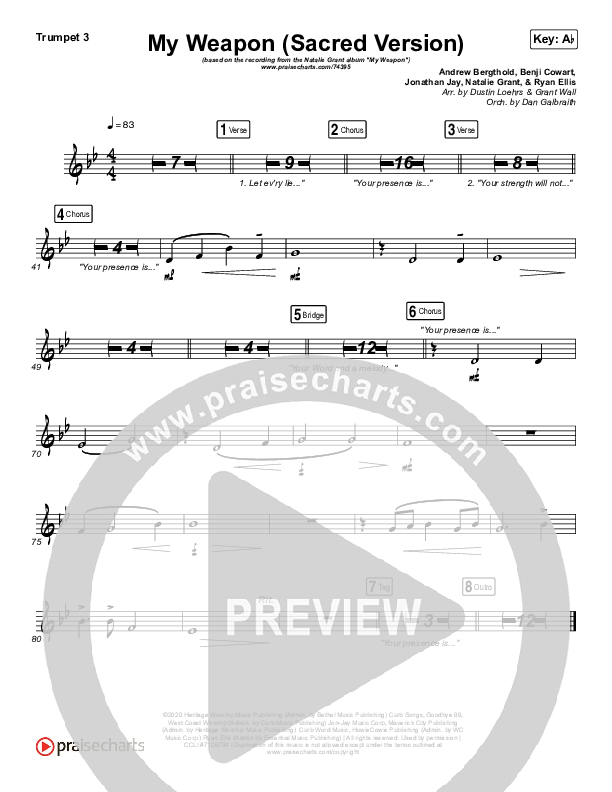 My Weapon (Sacred) Trumpet 3 (Natalie Grant)