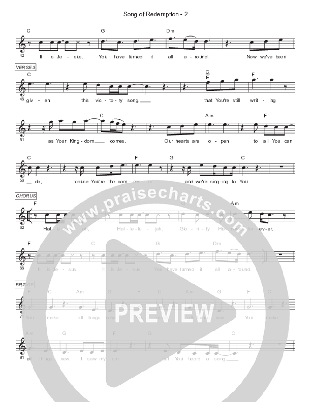 Song Of Redemption Lead Sheet (Phil King)
