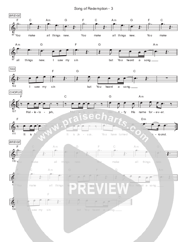 Song Of Redemption Lead Sheet (Phil King)