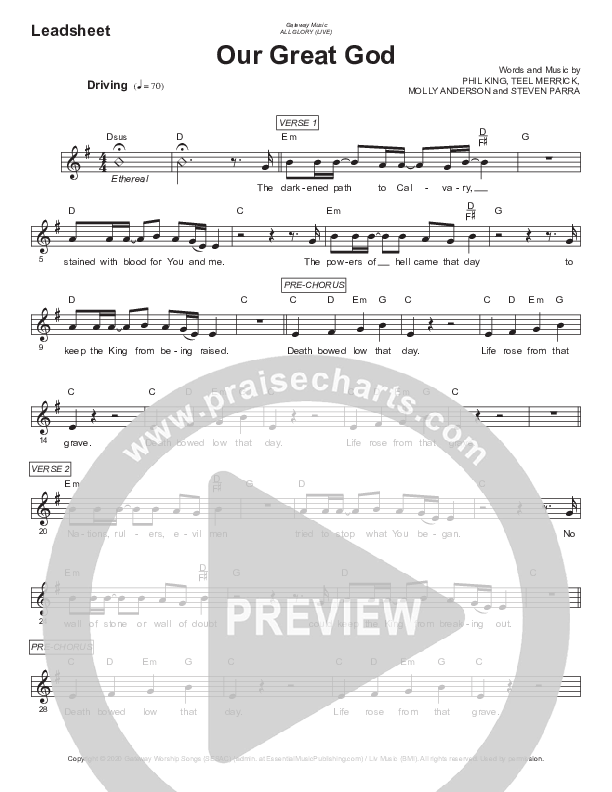 Our Great God Lead Sheet (Phil King)