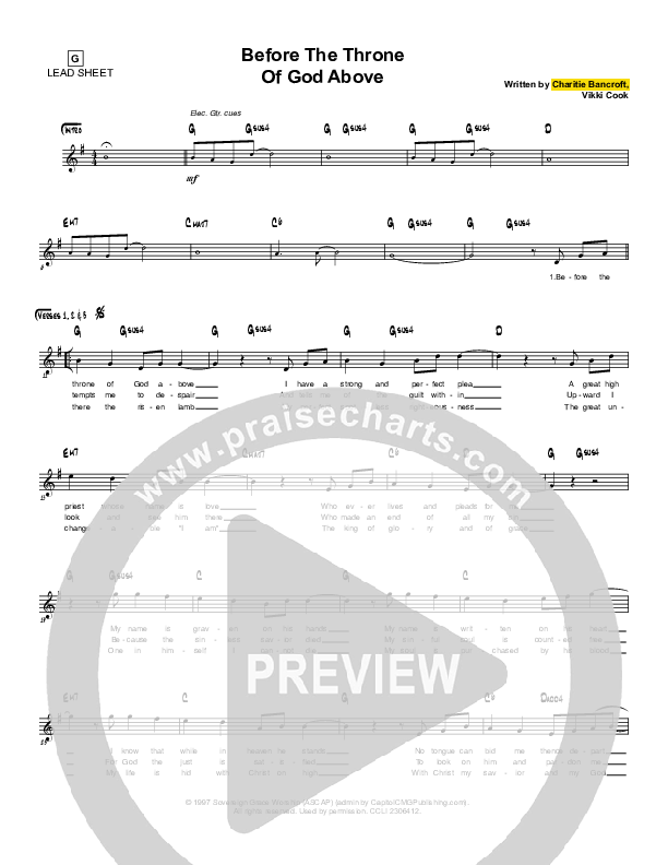 Before The Throne Of God Above Lead Sheet (Simple Hymns / Stephen Petree)