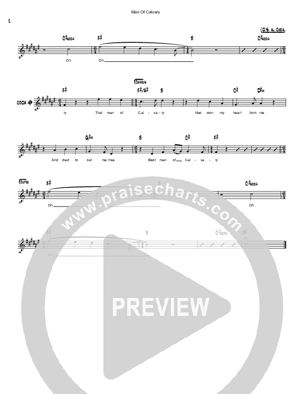 Man Of Calvary Lead Sheet (Simple Hymns / Chris Weninegar)