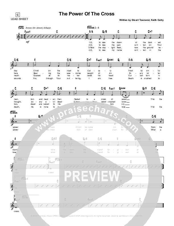 The Power Of The Cross Lead Sheet (Simple Hymns / Leigh Nash)