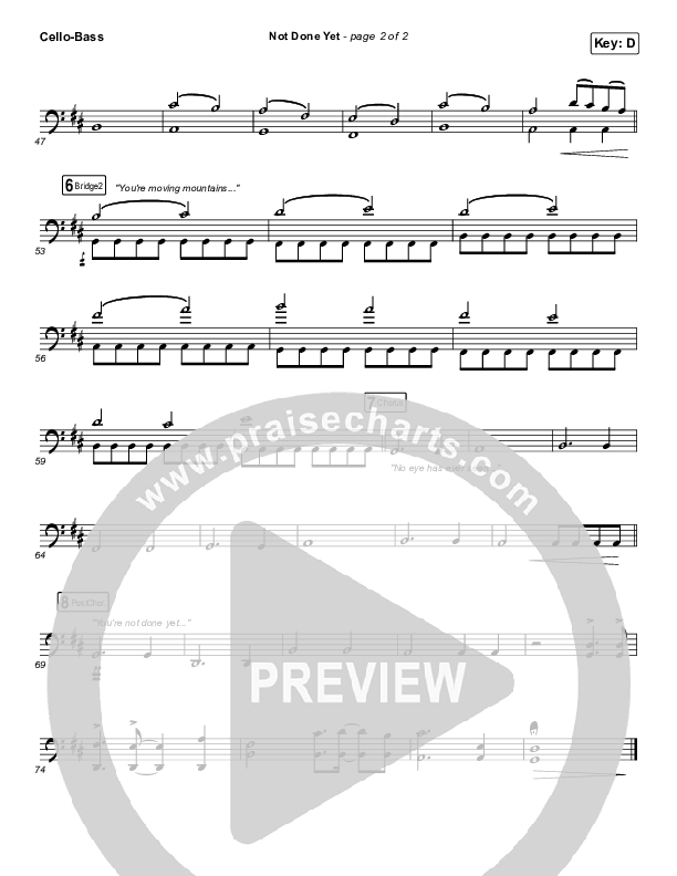 Not Done Yet Cello/Bass (Vertical Worship)