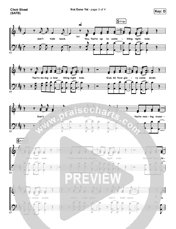 Not Done Yet Choir Sheet (SATB) (Vertical Worship)