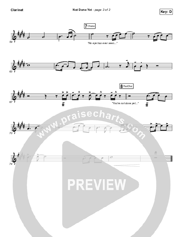 Not Done Yet Clarinet (Vertical Worship)