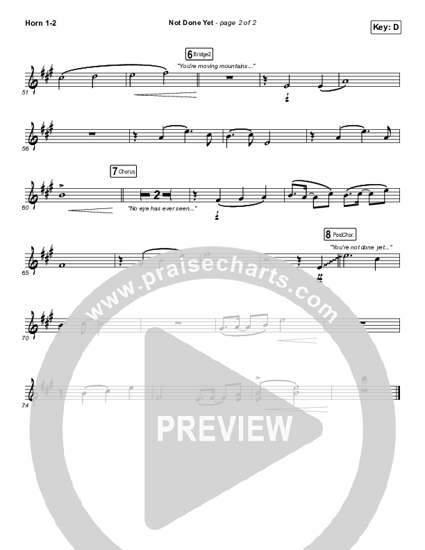 Not Done Yet French Horn 1/2 (Vertical Worship)