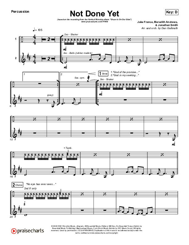 Not Done Yet Percussion (Vertical Worship)