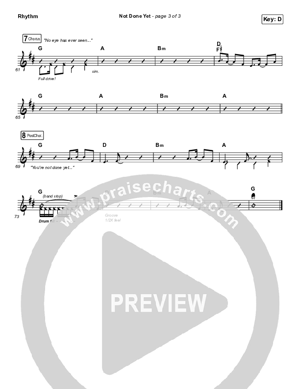 Not Done Yet Rhythm Chart (Vertical Worship)