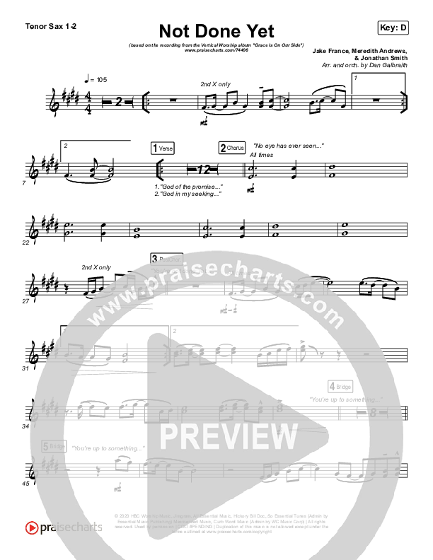 Not Done Yet Tenor Sax 1/2 (Vertical Worship)