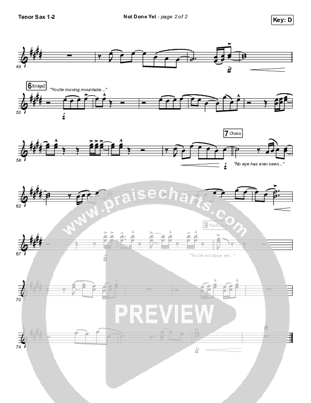 Not Done Yet Tenor Sax 1/2 (Vertical Worship)