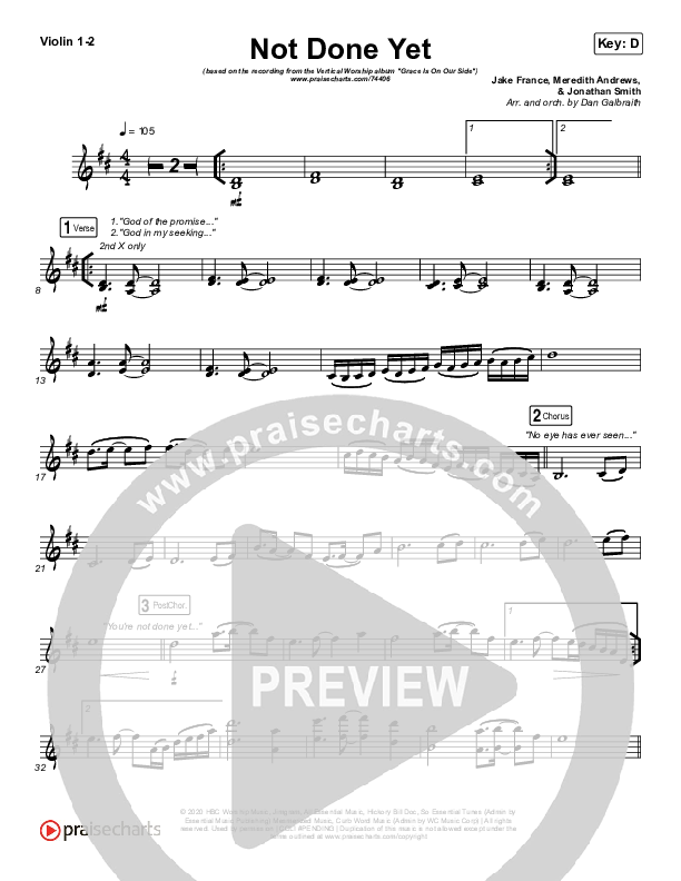 Not Done Yet Violin 1/2 (Vertical Worship)