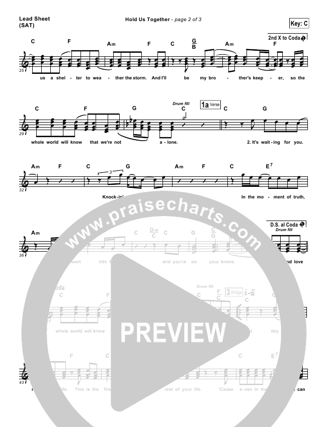 Hold Us Together Sheet Music PDF (Matt Maher) PraiseCharts