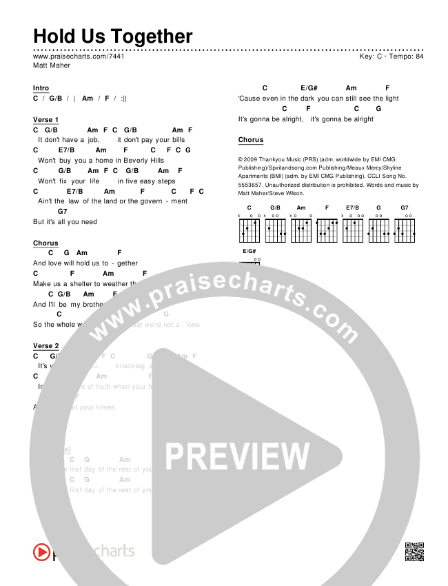 Hold Us Together Chords & Lyrics (Matt Maher)