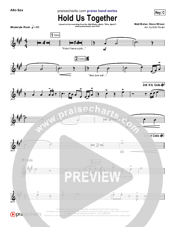 Hold Us Together Alto Sax (Matt Maher)