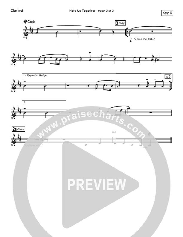 Hold Us Together Clarinet (Matt Maher)