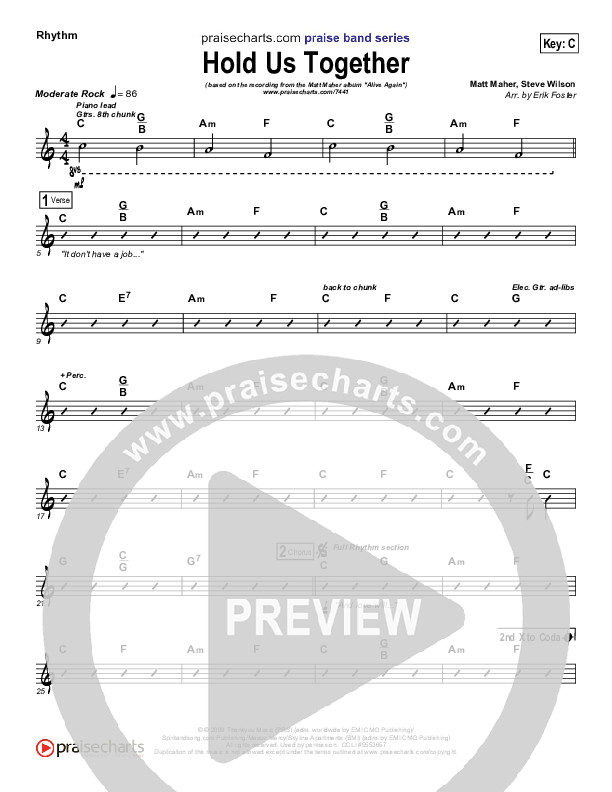 Hold Us Together Rhythm Chart (Matt Maher)