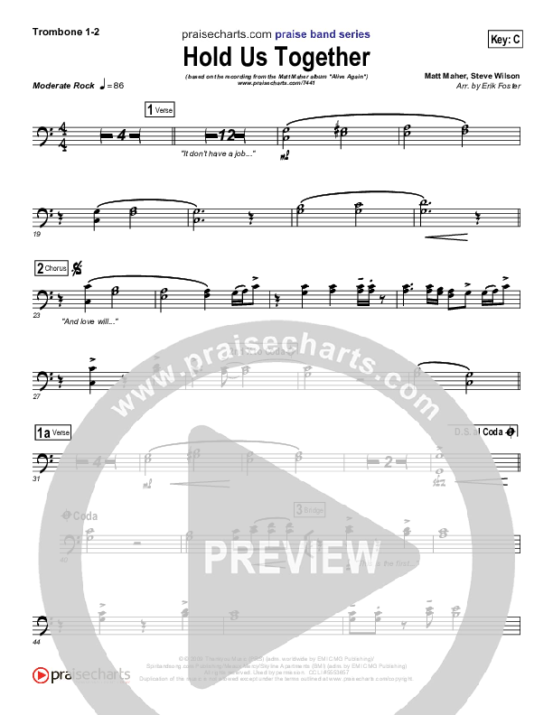 Hold Us Together Trombone 1/2 (Matt Maher)
