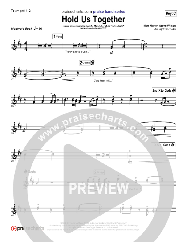 Hold Us Together Trumpet 1,2 (Matt Maher)