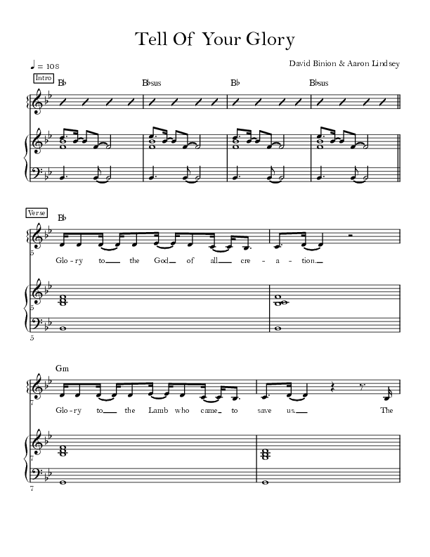 Tell Of Your Glory Lead & Piano (David & Nicole Binion)