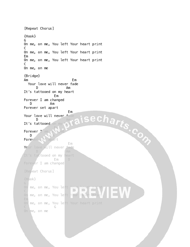 Heart Print Chord Chart (David & Nicole Binion / MDSN / Travis Greene)
