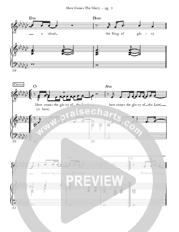 Here Comes The Glory Piano/Vocal (David & Nicole Binion / William McDowell)