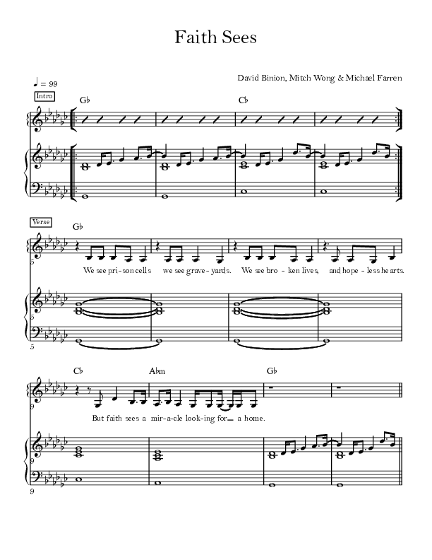 Faith Sees Lead & Piano (David & Nicole Binion / Todd Dulaney)