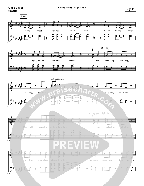 Living Proof Choir Sheet (SATB) (David & Nicole Binion / Steffany Gretzinger)
