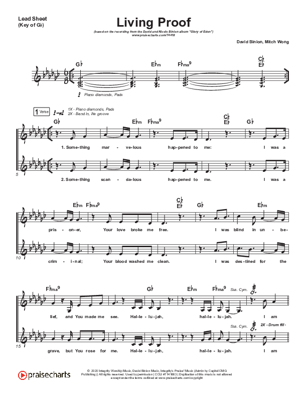 Living Proof Lead Sheet (Melody) (David & Nicole Binion / Steffany Gretzinger)