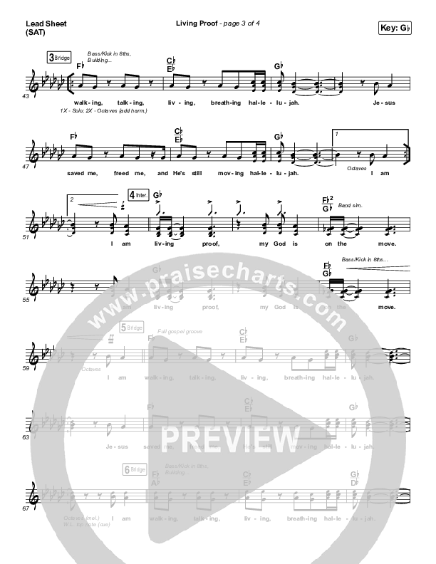 Living Proof Lead Sheet (SAT) (David & Nicole Binion / Steffany Gretzinger)